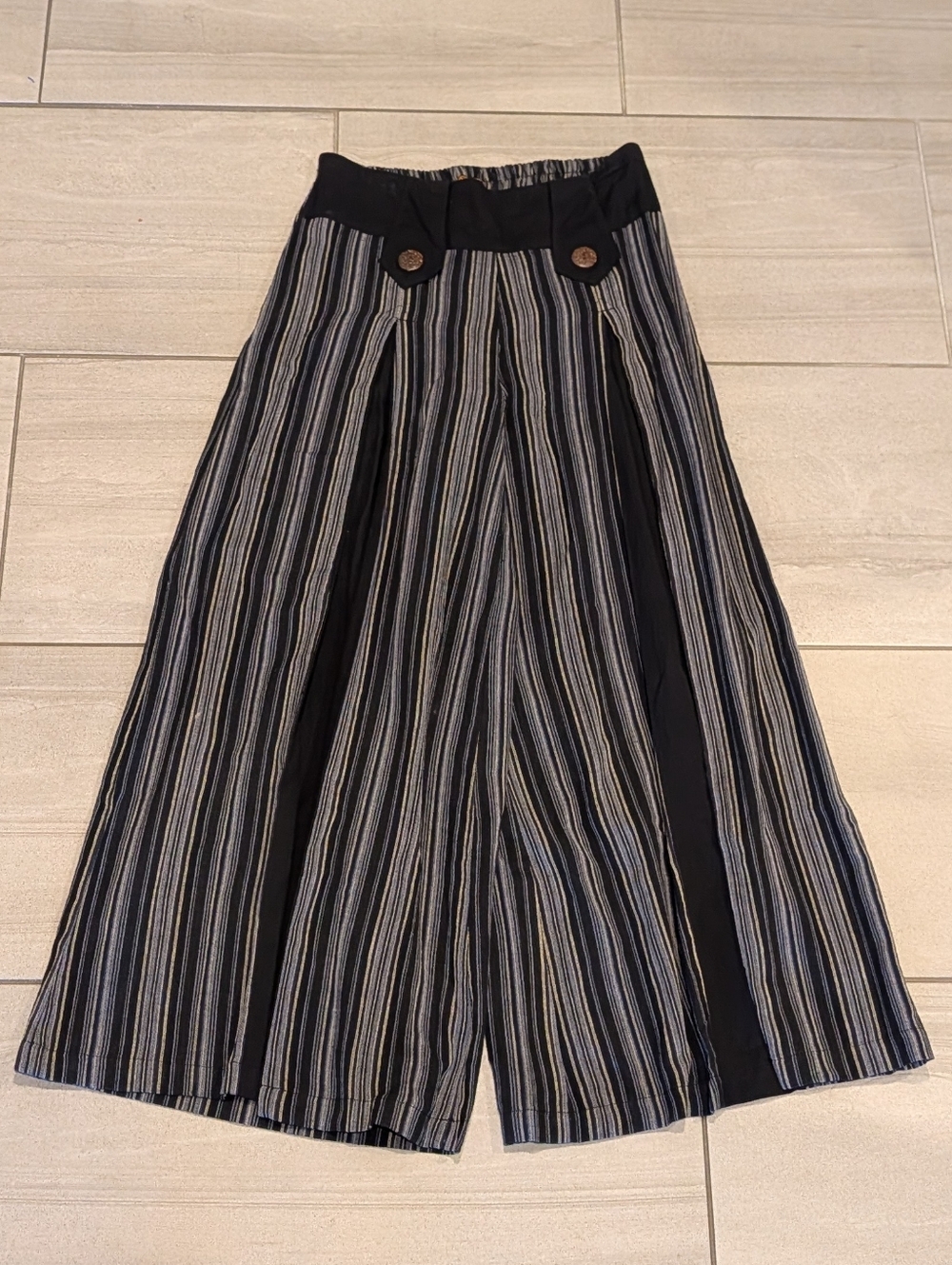 RISING INTERNATIONAL striped cotton palazzo pants S